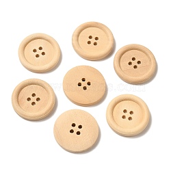 4-Hole Buttons for Shirts, Wooden 1 inch Buttons, PapayaWhip, about 25mm in diameter, 100pcs/bag(NNA0Z3Q)