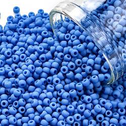 TOHO Round Seed Beads, Japanese Seed Beads, (43DF) Opaque Frost Cornflower, 11/0, 2.2mm, Hole: 0.8mm, about 1103pcs/10g(X-SEED-TR11-0043DF)
