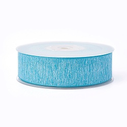 Polyester Ribbons, Deep Sky Blue, 1 inch(25mm), about 100yards/roll(91.44m/roll)(SRIB-L051-25mm-C007)