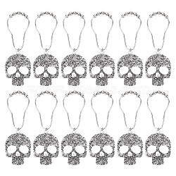 Iron Shower Curtain Rings for Bathroom, with Zinc Alloy Pendants, Skull Pattern, 139mm(HJEW-PH01661-02)