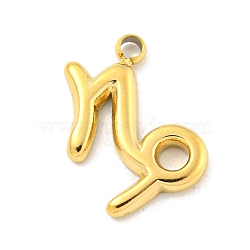 Real 18K Gold Plated PVD Vacuum Plating 304 Stainless Steel Pendants, Twelve Constellations Charms, Capricorn, 12x8.5x1mm, Hole: 1.2mm(STAS-L278-002G-10)