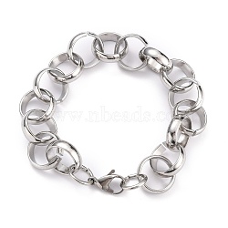 Tarnish Resistant 304 Stainless Steel Rolo Chain Bracelets, with Lobster Claw Clasps, Stainless Steel Color, 8-1/2 inch(21.5cm)(BJEW-Z011-13P)