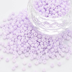 8/0 Opaque Glass Seed Beads, Round Hole, Frosted Colours, Round, Lilac, 3~4x2~3mm, Hole: 0.8mm, about 15000pcs/Pound(SEED-S048-N-014)