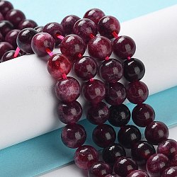 Dyed Natural Malaysia Jade Beads Strands, Round, Dark Red, 6~6.5mm, Hole: 1mm, about 30pcs/strand, 7.28 inch(18.5cm)(G-G021-01A-04)