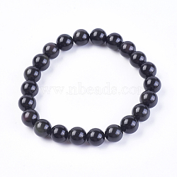 Natural Rainbow Obsidian Stretch Bracelets, Round, 2 inch~2-3/8 inch(5~6cm), Bead: 6mm(BJEW-F315-6mm)