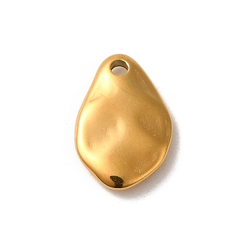 304 Stainless Steel Charms, Teardrop Charm, Real 14K Gold Plated, 14.5x9.5x2mm, Hole: 1.7mm