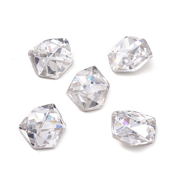 Glass Rhinestone Cabochons, Pointed Back & Back Plated, Nuggets, Clear, 10x9x4mm