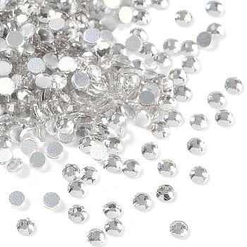 Glass Flat Back Rhinestone, Grade A, Back Plated, Faceted, Half Round, Crystal, SS4, 1.5~1.6mm, 1440pcs/bag