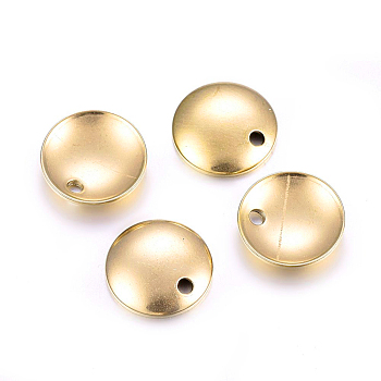 Ion Plating(IP) 304 Stainless Steel Dome Charms, Flat Round with Cambered, Golden, 8x1.5mm, Hole: 1.5mm