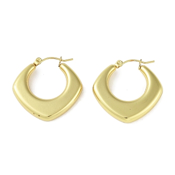 Ion Plating(IP) 304 Stainless Steel Hoop Earrings for Women, Rhombus, Real 18K Gold Plated, 28x5.5mm