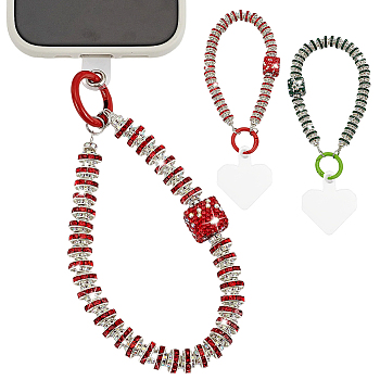 Alloy Glass Rhinestone Mobile Chain, Mobile Straps, with PVC Mobile Phone Lanyard Patch, 145mm