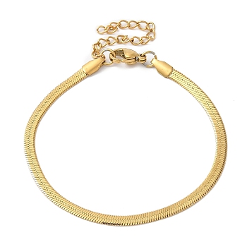 Ion Plating(IP) 304 Stainless Steel Herringbone Chain Bracelet for Men Women, Golden, 7 inch(17.7cm)
