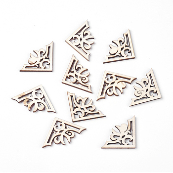 Wood Cabochons, Laser Cut Wood Shapes, Triangle, Antique White, 24x38x2.5mm