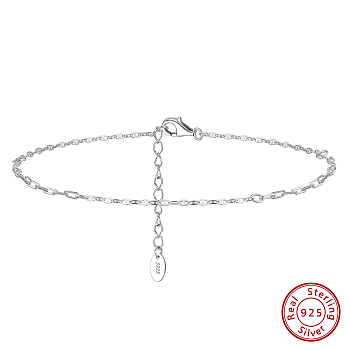 925 Sterling Silver Anklet, Real Platinum Plated, 8-5/8 inch(22cm)