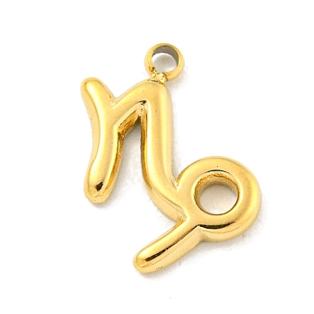 Real 18K Gold Plated Vacuum Plating 304 Stainless Steel Pendants, Twelve Constellations Charms, Capricorn, 12x8.5x1mm, Hole: 1.2mm