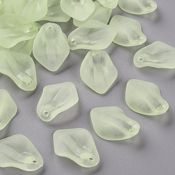 Transparent Frosted Acrylic Pendants, Petaline, Green Yellow, 24x17x4mm, Hole: 1.8mm