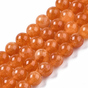 Natural Quartz Beads Strands, Dyed, Round, Dark Orange, 8mm, Hole: 1~1.2mm, about 45~46pcs/strand, 14.76 inch(37.5cm)