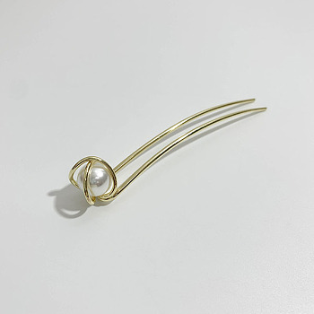 Metal Pearl U-shaped Hairpin for Simple and Modern Hairstyling - Lazy and Cool Hair Accessory for Women., Gold, 1mm