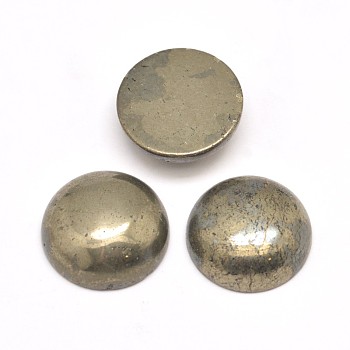Half Round Natural Pyrite Cabochons, 12x4~5mm