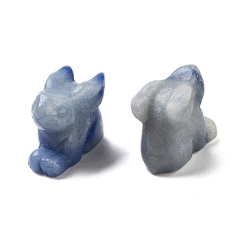 Natural Blue Aventurine Carved Figurines, for Home Office Desktop Decoration, Rabbit, 11~13x23~24x17~19mm