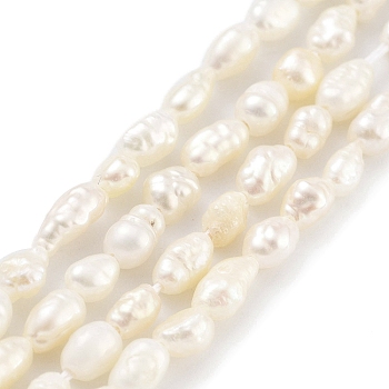 Natural Keshi Pearl Cultured Freshwater Pearl Beads Strands, Baroque Pearls, Two Sides Polished, Grade 2A+, Floral White, 3~4mm, Hole: 0.5mm, about 33pcs/strand, 7.09''(18cm)