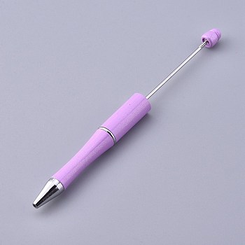 Plastic Beadable Pens, Shaft Black Ink Ballpoint Pen, for DIY Pen Decoration, Violet, 144x12mm, The Middle Pole: 2mm