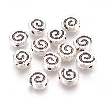 Tibetan Style Alloy Beads, Antique Silver, Lead Free & Cadmium Free & Nickel Free, 9x8x3.5mm, Hole: 2mm