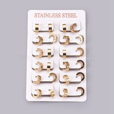 304 Stainless Steel Huggie Hoop Earrings(X-EJEW-O087-09E)-3