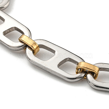 Two Tone 304 Stainless Steel Oval Link Chain Bracelet(BJEW-B078-03GP)-2