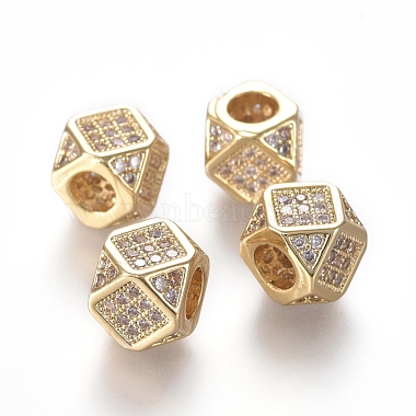 7mm Clear Polygon Brass+Cubic Zirconia Beads