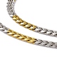 Two Tone PVD Vacuum Plating 201 Stainless Steel Cuban Link Chain Necklace with 304 Stainless Steel Clasps for Men Women(NJEW-M194-01A-GP)-2