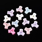 Plastic Beads, Imitation Jelly, Triangle, AB Color Plated, Mixed Color, 10x10x4.5mm, Hole: 1.7~1.9mm, about 2500pcs/500g(KY-N026-31)
