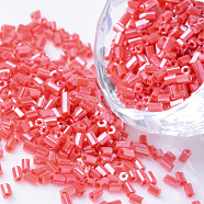 Opaque Colors Lustered Two Cut Glass Seed Beads, Round Hole, Hexagon, Crimson, 2~6x2mm, Hole: 0.5mm, about 21000pcs/450g, 450g/bag(SEED-Q022-125)