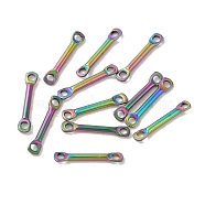 Ion Plating(IP) 304 Stainless Steel Connector Charms, Bar Links, Rainbow Color, 12x2x1.2mm, Hole: 1.2mm(STAS-Q323-06A-RC)