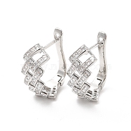 Clear Cubic Zirconia Rhombus Hoop Earrings, Brass Jewelry for Women, Cadmium Free & Lead Free, Platinum, 20x16.5x8.5mm, Pin: 0.8mm(EJEW-P213-07P)