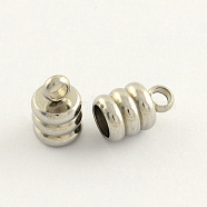 201 Stainless Steel Cord Ends, End Caps, Stainless Steel Color, 9x6mm, Hole: 2mm, Inner Diameter: 4mm(X-STAS-R063-27)