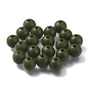Painted Natural Wood Beads, Round, Olive, 16mm, Hole: 4mm(WOOD-A018-16mm-06)