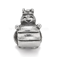 304 Stainless Steel European Beads, Large Hole Beads, King, Antique Silver, 13x8x7.5mm, Hole: 4.6mm(STAS-G256-12AS)