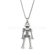 201 Stainless Steel Chains, Zinc Alloy Pendan Necklaces, Robot, Stainless Steel Color, 23.62 inch(60cm)(NJEW-C034-01P)