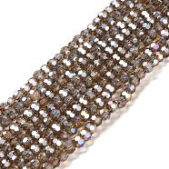 Transparent Glass Beads, Faceted, Round, Dark Khaki, 4.5x4mm, Hole: 1mm, about 94~95pcs/strand, 13.98''(35.5cm)(EGLA-A035-T4mm-B16)