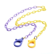 Personalized Two Tone ABS Plastic Cable Chain Necklaces, Eyeglasses Chains, Handbag Chains, with Iron Linking Rings and Plastic Lobster Claw Clasps, Yellow & Lilac, 26.77~27.95 inch(68~71cm)(NJEW-JN02825-04)