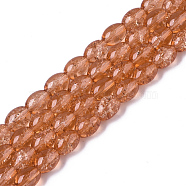 Transparent Crackle Glass Beads Strands, Oval, Light Salmon, 8x5.5~6mm, Hole: 1mm, about 100pcs/strand, 31.4 inch(DGLA-S085-6x8-05)