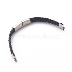 Braided Waxed Polyester Cord Bracelet Making, with Magnetic Stainless Steel Clasps, Black, 5-1/2 inch(14cm)(MAK-Z001-01)