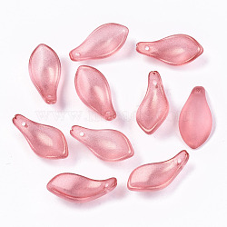 Transparent Baking Painted Glass Pendants, Frosted, Petal, Indian Red, 22~23x11x6mm, Hole: 1.2mm(DGLA-N002-001A-C01)