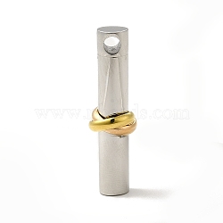 Ion Plating(IP) 304 Stainless Steel Pendants, Column Charm with Knot, Golden & Stainless Steel Color, 43x12.5mm, Hole: 4mm(STAS-E184-22GP)