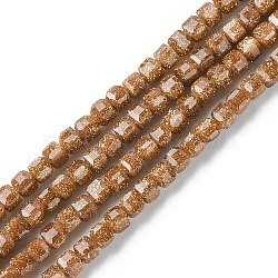 Synthetic Goldstone Beads Strands, Faceted, Cube, 2~2.5x2~2.5x2~2.5mm, Hole: 0.6mm, about 178pcs/strand, 15.04 inch(38.2cm)(G-F748-P02-01)
