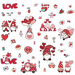 8 Sheets 8 Styles Valentine's Day PVC Waterproof Wall Stickers, Self-Adhesive Decals, for Window or Stairway Home Decoration, Rectangle, Gnome, 200x145mm, about 1 sheets/style(DIY-WH0345-065)