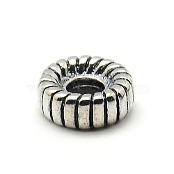 Large Hole Tibetan Style Alloy Tyre European Beads, Antique Silver, 8x4mm, Hole: 3mm(TIBEB-O003-03)