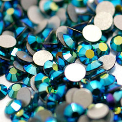 Glass Flat Back Rhinestone, Grade A, Back Plated, Faceted, AB Color, Half Round, Emerald, 3~3.2mm, about 1440pcs/bag(RGLA-C002-SS12-205AB)