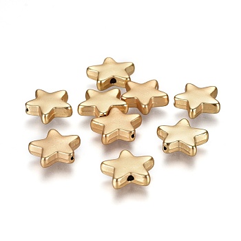 Alloy Beads, Lead Free & Nickel Free & Cadmium Free, Star, Matte Gold Color, 12.5x14x4mm, Hole: 1.5mm